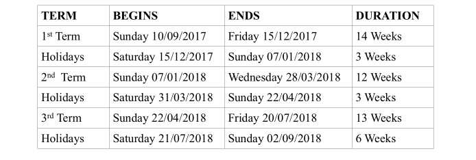 2017-2018 School Calender